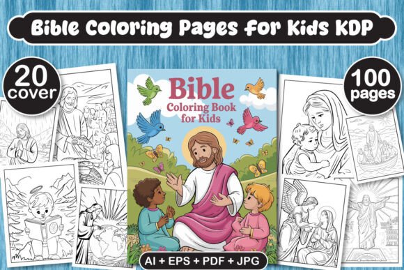 100 Bible Coloring Pages for Kids-KDP