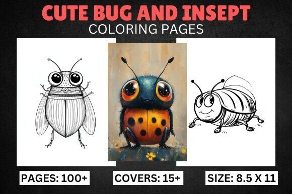 100 Cute Bug and Insept Coloring Book