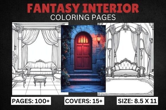 100 Fantasy Interior Coloring Pages