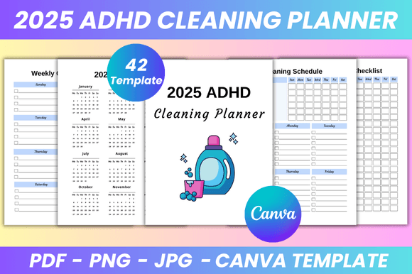 2025 ADHD Cleaning Planner Canva Kdp: A Flexible, Customizable Tool for Sustainable Home Management