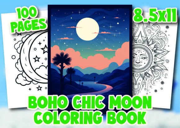 Boho Chic Moon Coloring Pages for Adults