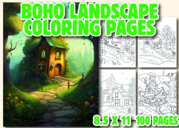 Boho Landscape Coloring Pages for Adult: Create a Calming, Creative Escape—Ready for Your KDP Interior