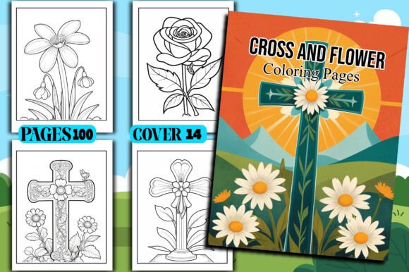 Cross and Flower Coloring Page Books: Creative, Print-Ready Interiors for Your KDP Publishing Success