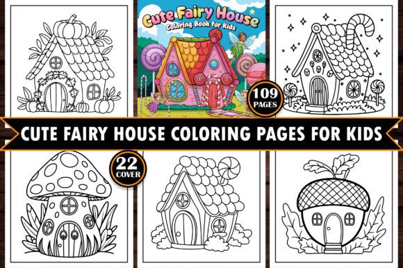 Cute Fairy House Coloring Pages for Kids