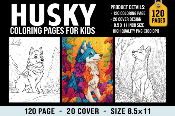 Cute Husky Coloring Pages for Kids