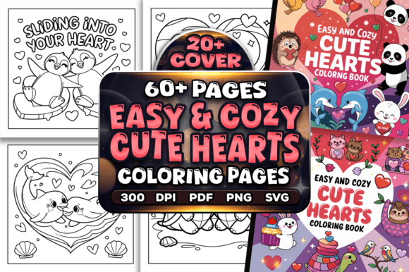 Easy and Cozy Cute Hearts Coloring Pages