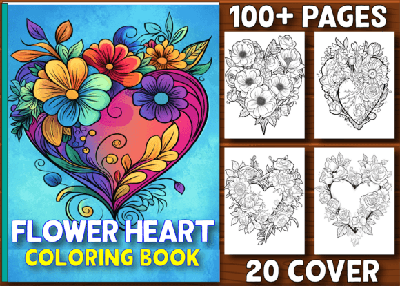Flower Heart Coloring Book: A Creative Escape for Love, Relaxation & Gifting