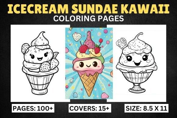 Icecream Sundae Kawaii for Coloring Book: A High-Value, Ready-to-Publish Interior for Your KDP Business