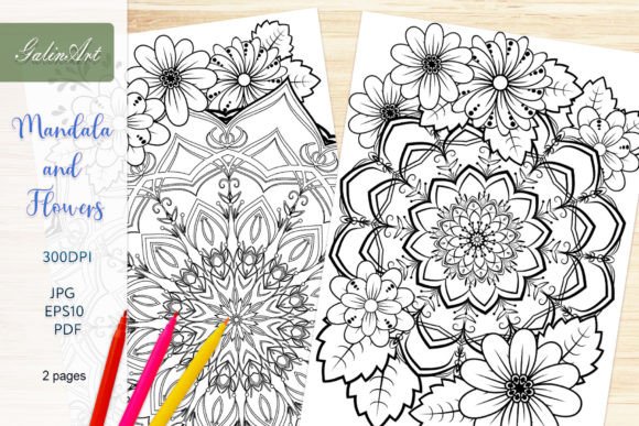 Mandala and Flowers Coloring Pages
