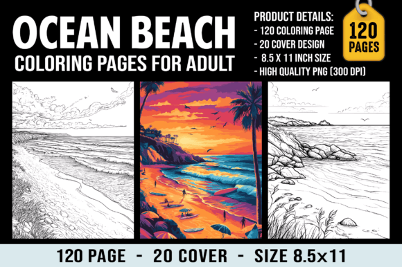 Ocean Beach Coloring Pages for Adults