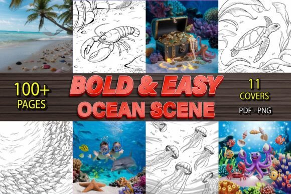 Ocean Scene Bold and Easy Coloring Book