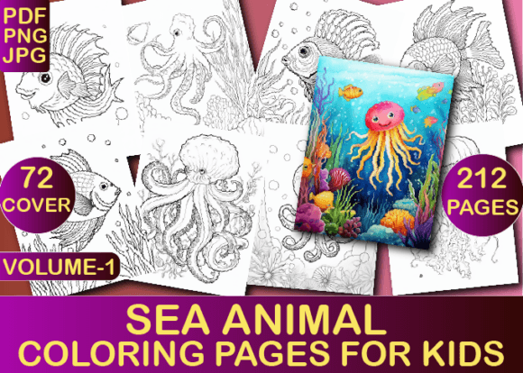 Sea Animal Coloring Book for Kids V-1