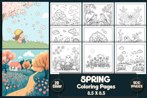 Spring Coloring Pages for KDP