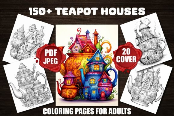 Teapot Houses Coloring Pages